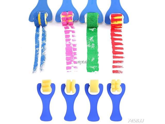 Mini Sponge Paint Roller DIY Kids Child Art Painting Tool Toy Preschool 4Pcs G15