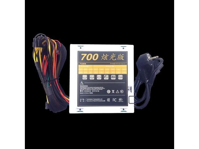 Quiet 700W 12V PC Power Supply 700W 24pin ATX Computer Power Supply PSU 700W PC Gaming Power with 7 Colorful LED Light MAX 850W