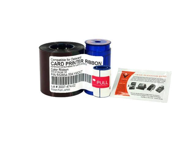 552854-504 YMCKT Ribbon 500prints/roll With Cleaning Wheel & Cleaning Card For Datacard SP35 SP55 SP75 Printer Ribbon