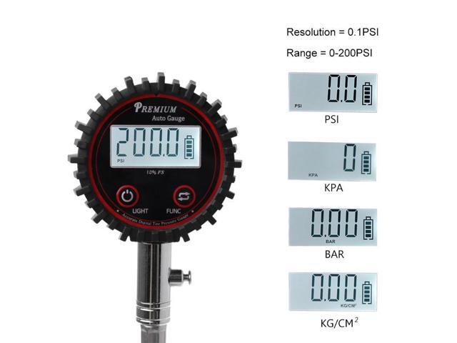 LCD Display Digital Tire Air Pressure Gauge 200 PSI High Accuracy Barometers Monitoring Tools Tester for Car Motorcycle Bicycl