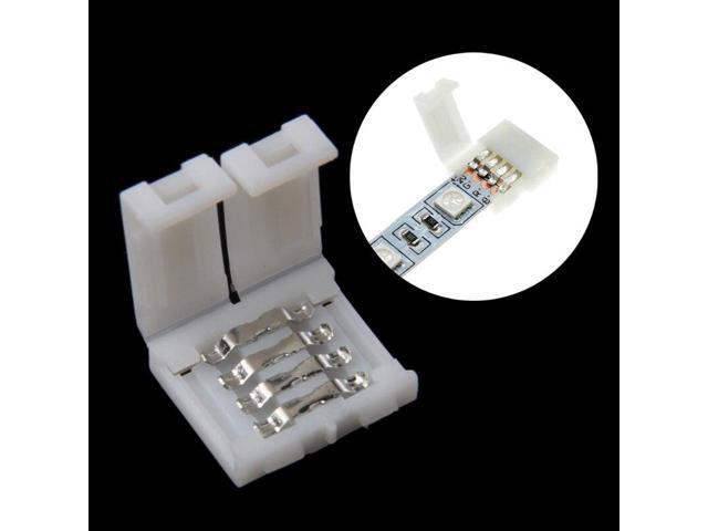 Solderless Clip-on Coupler Connector 4 Pin 10mm For 5050 RGB LED Strip Light