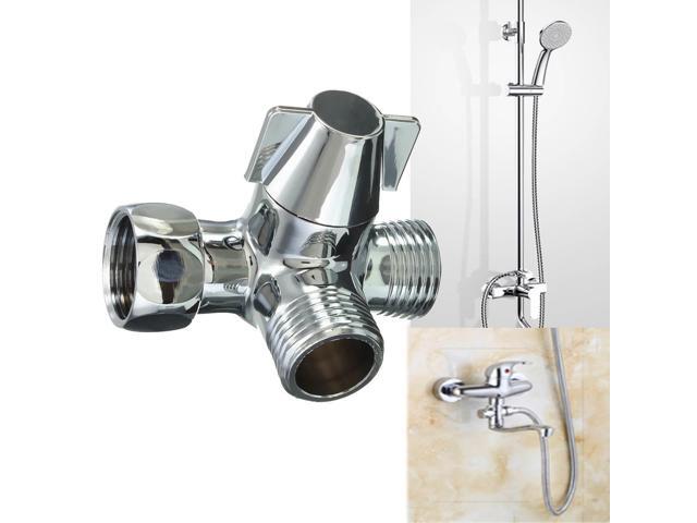 G1/2' Shower Water Separator Brass Chrome 3-Way with Switch T-shape Shower Arm Diverter Valve Shower Head Combo