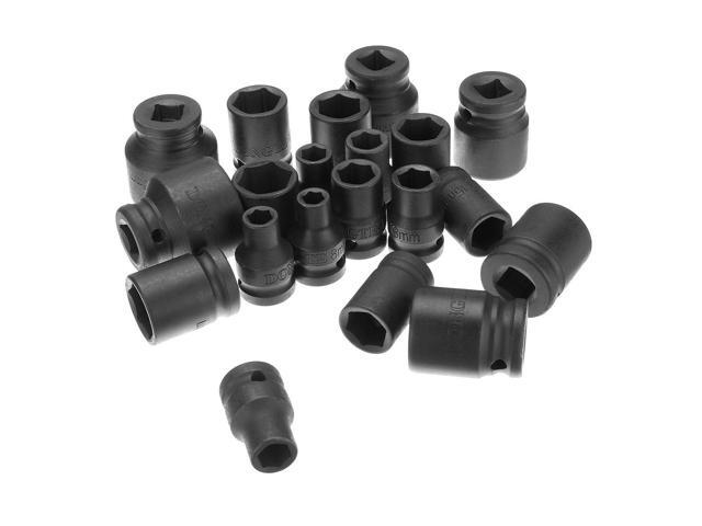 20 Pcs 1/2 Inch Drive Hex 6 Point Impact Socket Set Chrome Vanadium Steel Metric Garage 8-32mm Wrench Tool