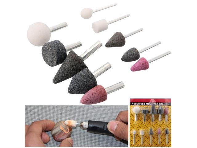 10pcs 1/4 Inch 1/8 Inch Mounted Stones Grinding Abrasive StoneFor Dremel Rotary Assortment Wheel Head Dremel Tools Accessories