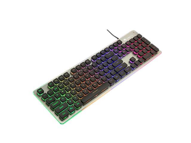 Gaming Keyboard Colorful Crack LED Illuminated Backlit USB Wired PC Rainbow Gaming Keyboard Jn19
