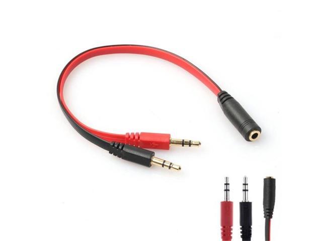 Earphone Splitter Cable 35mm AUX Audio Mic Splitter Cable Earphone Headphone Adapter 1 Female To 2 Male J4