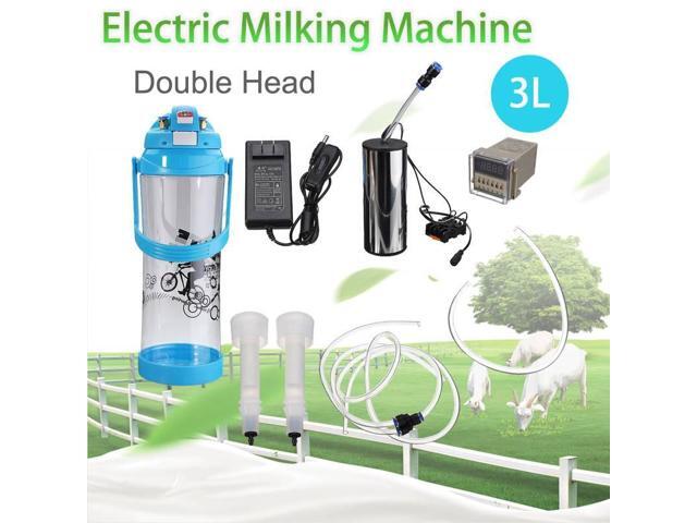 Electric Impulse Milking Machine 3L 08 Gal Double Head Barrel Farm Milk Vacuum Pump Bucket Milker Barrel AC110V-220V Sheep Goat