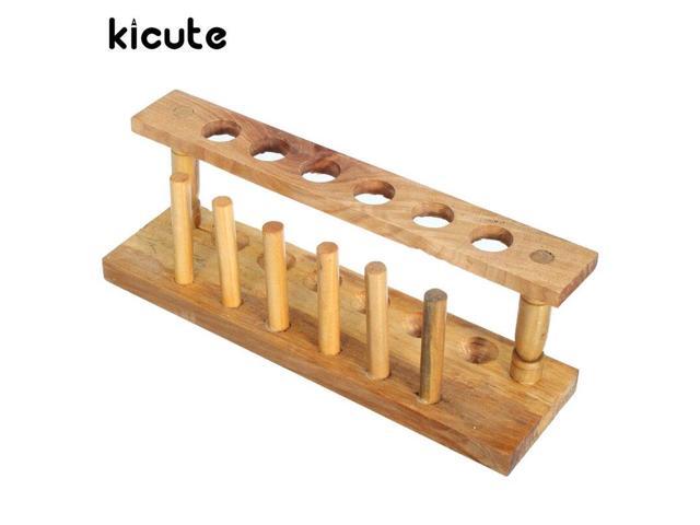 6 Holes and 6 Pins Wooden Test Tube Rack Holder Support Burette Stand Laboratory Test tube Stand Shelf Lab School Supply