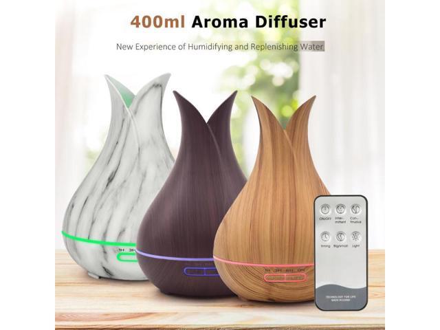 400ml Aroma Essential Oil Diffuser Ultrasonic Air Humidifier with Wood Grain 7 Color Changing LED Lights for Office Home