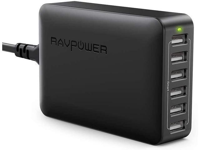 USB Charger RAVPower 60W 12A 6-Port Desktop USB Charging Station with iSmart Multiple Port Compatible iPhone 11 Pro Max XS Max XR X 8 Plus iPad