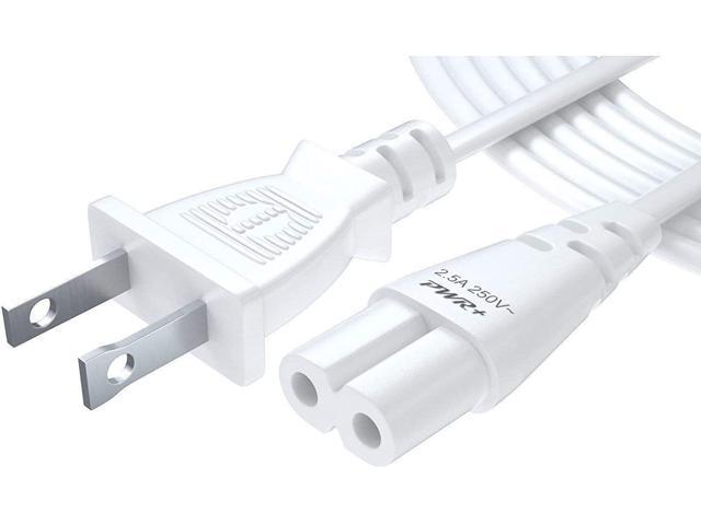 Pwr Extra Long 12 Ft 2-Prong AC Wall 2 Slot Power Cord for PS5 PS4 Slim PS3 PS2 Xbox One S Samsung LED LCD TV Smart Monitor Cable White - IEC-60320