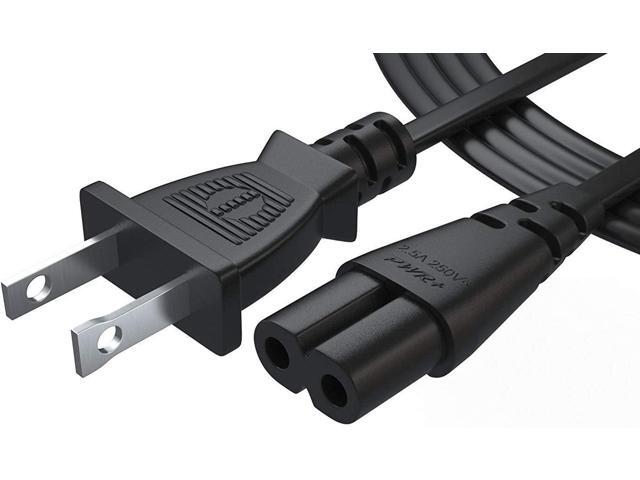 Pwr AC Cable Replacement Power Cord 2 Prong 6 Feet (Black)