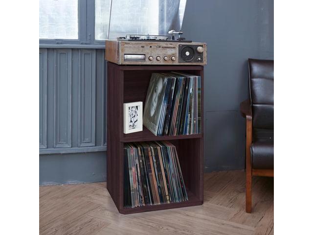 Way Basics Eco Friendly 2 Shelf Vinyl Record Cube Bookcase Espresso