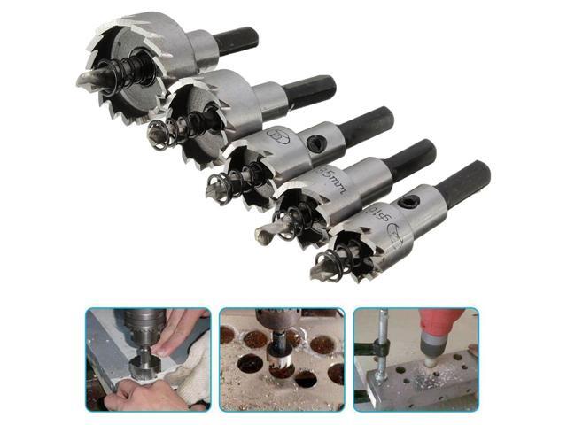5PCs Carbide Tip HSS Drill Bit Hole Saw Set Metal Wood Drilling Hole Cut Tool for Installing Locks 16mm/185mm/20mm/25mm/30mm