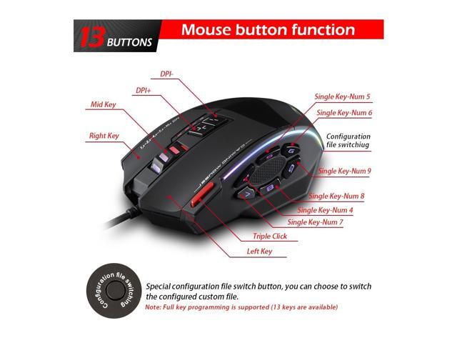 Keys Adjustable 10000DPI RGB Light Belt 128KB On-board Memory Built-in Counterweight Mechanism