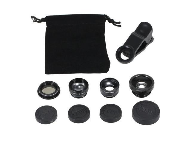 Universal Mobile Phone Lens 5 in 1 Fish Eye Wide Angle Macro 2X Teleconverter CPL Lens Detachable Clip-on Camera Lens Kit