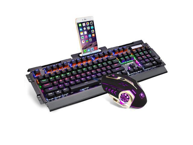 Newest Mechanical Keyboard 104 keys Blue Black Switch LED Backlight USB Gaming Keyboard Mouse Combo for PC Games Teclado