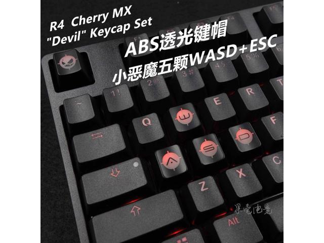 5pcs/set Mechanics Keyboard Special-purpose ABS key cap Small Devil keycaps ESC WASD Laser Carving Translucent KeyCap