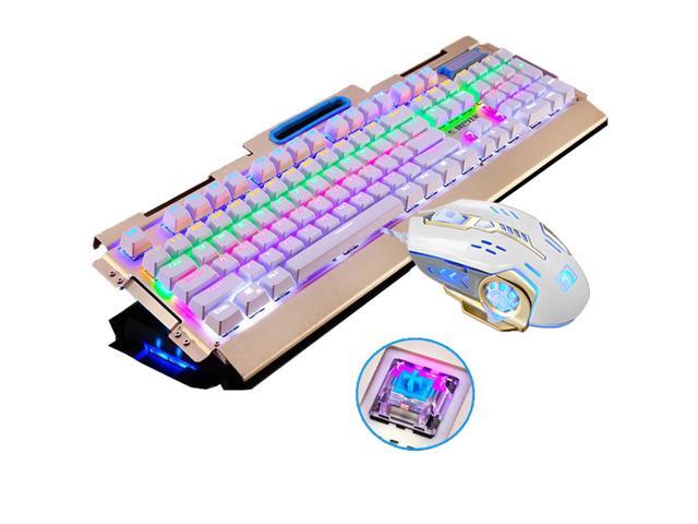 Xinmeng Full Size Gaming Mechanical Keyboard Blue Black Switches with Backlight Anti-Ghosting for Teclado Gamer+Mouse