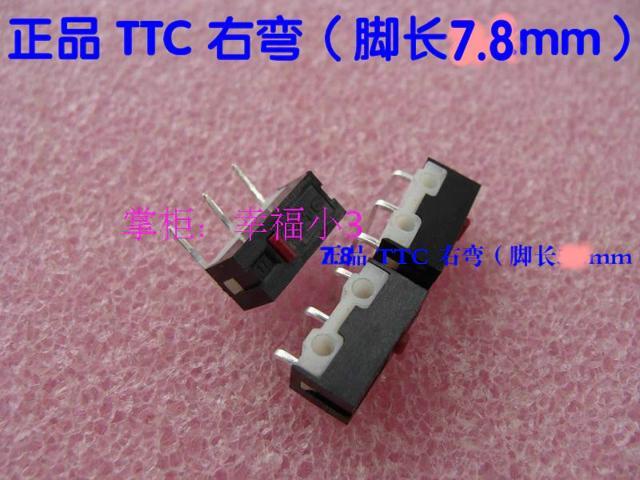 10pcs/lot 100%TTC curved pin mouse micro switch side buttons of deathadder red dot Slice 78mm length pin