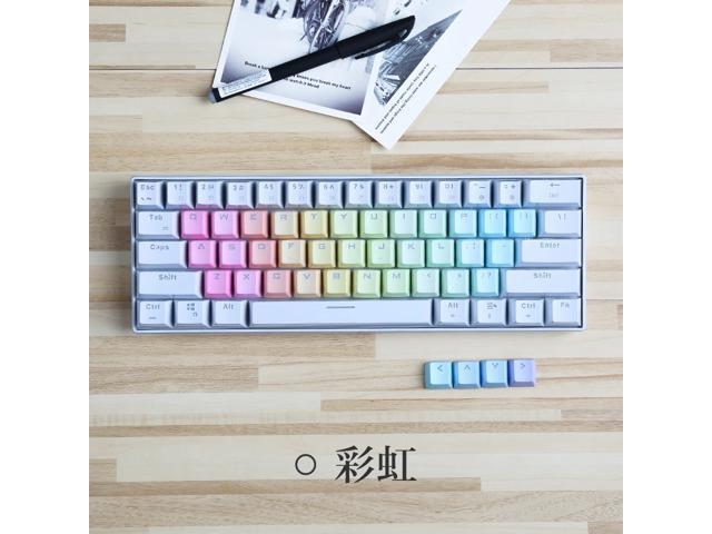 37pcs/set PBT transparent rainbow keycaps 37 keys letters area mechanical keyboard keycaps personality