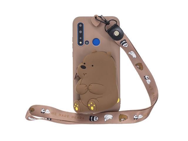 For HUAWEI PSmart Z PSmart 2019 P20 lite 2019 Cartoon Hanging Lanyard + Soft Full Protective TPU Mobile Phone Cover with Mini Coin Purse 7 brown. (Electronics Computers Computer Accessories Pda Accessories) photo