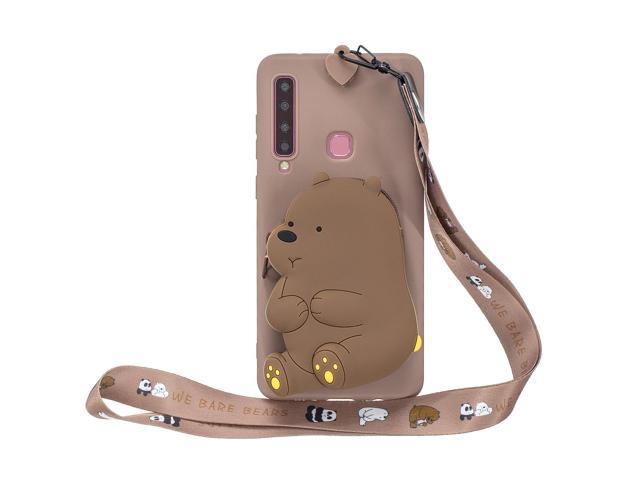 For Samsung A5 2017 A7 2018 A9 2018 Full Protective TPU Mobile Phone Cover with Mini Coin Purse+Cartoon Hanging Lanyard 7 brown brown bear Samsung. (Electronics Computers Computer Accessories Pda Accessories) photo