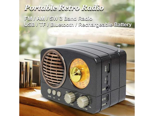 MIni Portable Retro Radio Handheld Receiver AM FM SW+bluetooth Speaker AUX USB TF MP3 Phone Music Player Rechargeable Radio