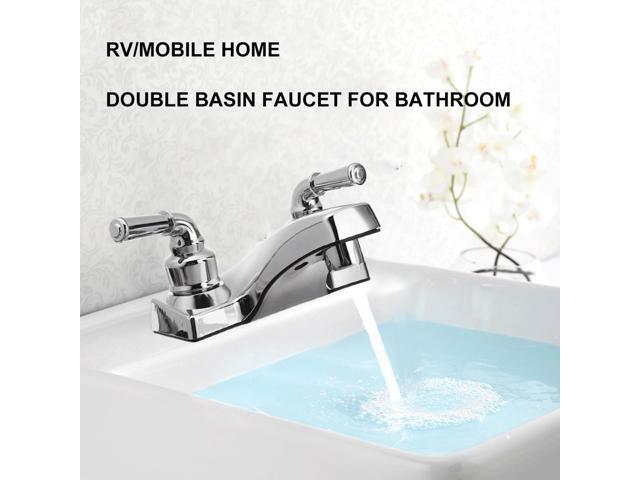 Xueqin PP Double Handle Basin Faucet Bathroom Basin Sink Faucet Double Hole Mixer Tap Cold And Hot Deck Mount For Bathroom