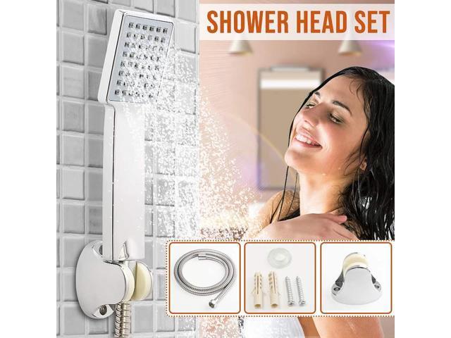 Xueqin ABS Square Handheld Shower Head Set+Holder+15M Stainless Steel Hose High Pressure Bathroom Shower Heads Set Spray Head