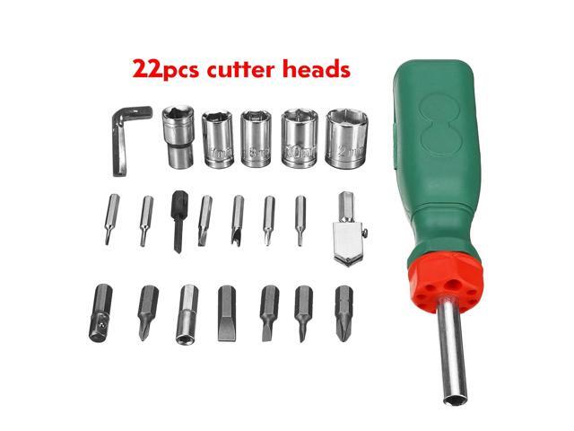 Glass Cutting Screwdriver Handle + 22Pcs/Set Cutter Heads Repair Precise Tool Kits Lightweight 10x35x1cm High Durability
