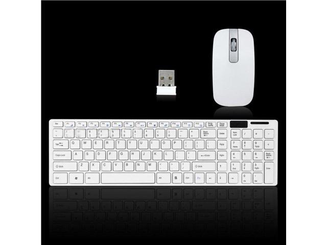 Modern Design Pure White Ultra Thin Design 24GHz Wireless Keyboard + Keyboard Cover + USB Receivcer Mouse Kit for Desktop PC