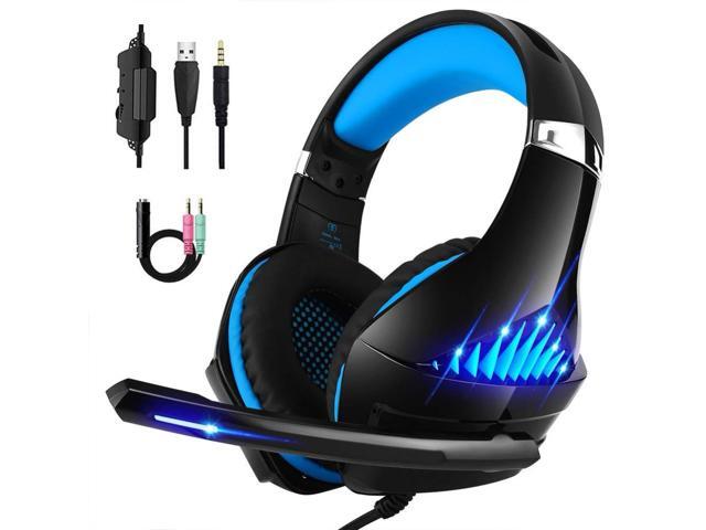 Gaming Headset for Xbox One PS4 PC Stereo Surround Sound Noise Cancelling Over Ear Headphone with Mic LED Light
