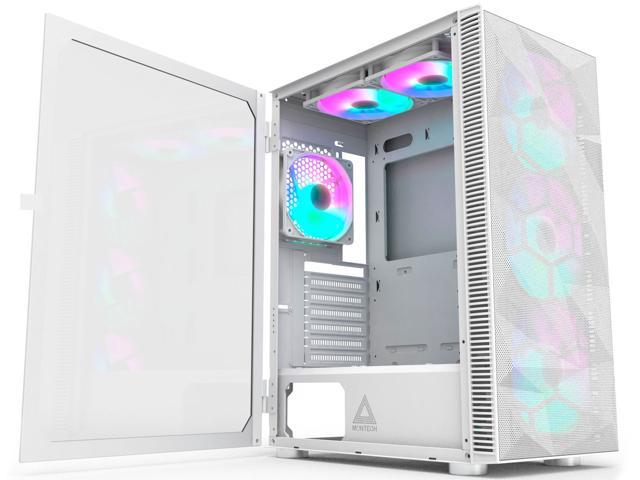 White RGB Empty Medium ATX Gamer PC Case | PC Gaming Tower with Glass Wall
