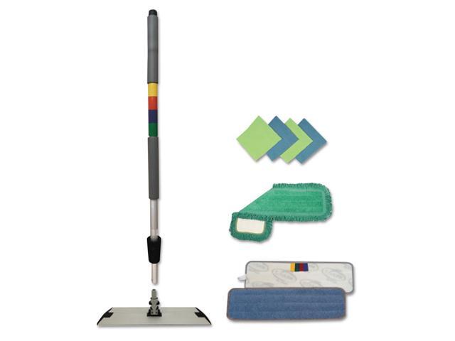 Boardwalk Microfiber Cleaning Kit 18' Wide Blue/Green Head 35' to 60' BWKMFKIT