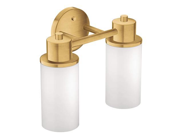 Moen DN0762BG Iso 2-Light Dual-Mount Bath Bathroom Vanity Fixture with Frosted Glass Brushed Gold