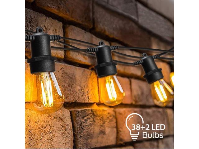 OxyLED LED Outdoor String Lights with 40 Dimmable Vintage Plastic Bulbs 128 Ft Hanging Bulb String Lights Waterproof Garden String Lights for