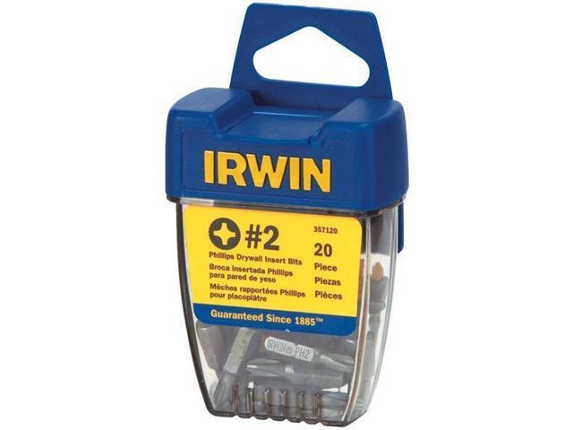 (10)-Irwin 1' Long #2 Phillips Insert Drywall Screwdriver Bit 20 Pack 357120