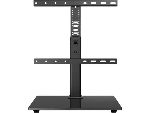 PERLESMITH Universal TV Stand-Table Top TV Stand for 32-55 lnch LCD/OLED/Flat Screen/4K TVs - Height Adjustable TV Base Mount with Tempered Glass