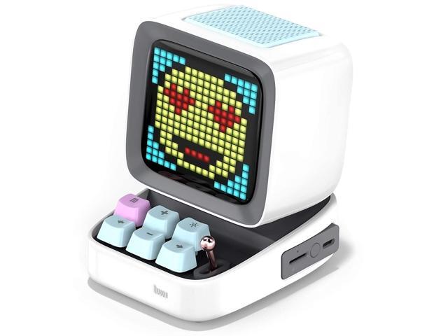 Divoom Ditoo Pixel Art Gaming Portable Bluetooth Speaker with App Controlled 16X16 LED Front Panel Also a Smart Alarm Clock (White)