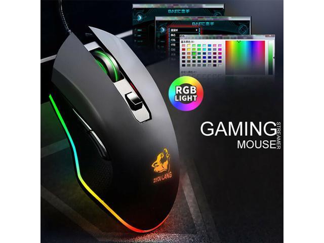 Ergonomic USB Wired Mouse 3200DPI RGB Flowing LED Optical Gaming Mice PC Laptop