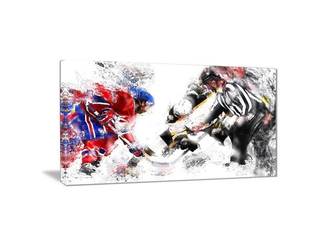 Digital art PT2524-32-16 Hockey Face Off-Large Sport Canvas Art Print 32x16