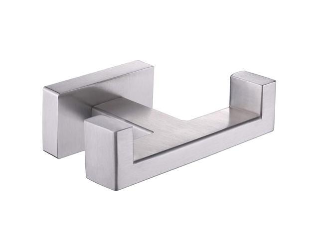 Double Towel Hook Angle Simple SUS304 Stainless Steel Bath Towel Holder Bathroom Double Robe Hook Hand Towel Hanger Wall Mount Brushed Nickel