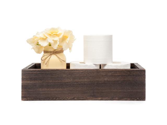 Mkono Bathroom Decor Box Toilet Paper Holder Wood Tank Box Storage Bin Basket with Mason Jar and Silk Flower Bathroom Kitchen Table Counter Funny