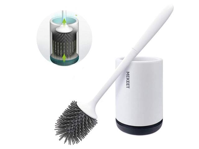 MEKEET Toilet Brush and Holder Set Soft Silicone Bristle Toilet Bowl Brush Compact Toilet Brush for Bathroom Cleaning Upgrade 2020