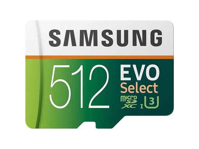 SAMSUNG EVO Select 512GB microSDXC UHS-I U3 100MB/s Full HD & 4K UHD Memory Card with Adapter (MB-ME512HA)