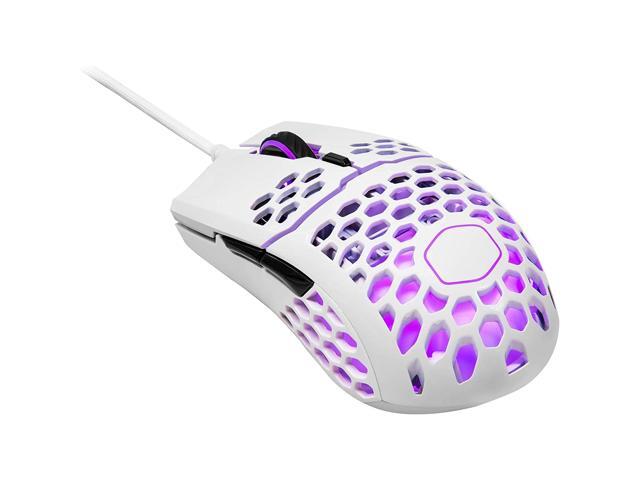 Cooler Master mm711 60G Glossy White Gaming Mouse with Lightweight Honeycomb Shell Ultraweave Cable 16000 DPI Optical Sensor and RGB Accents