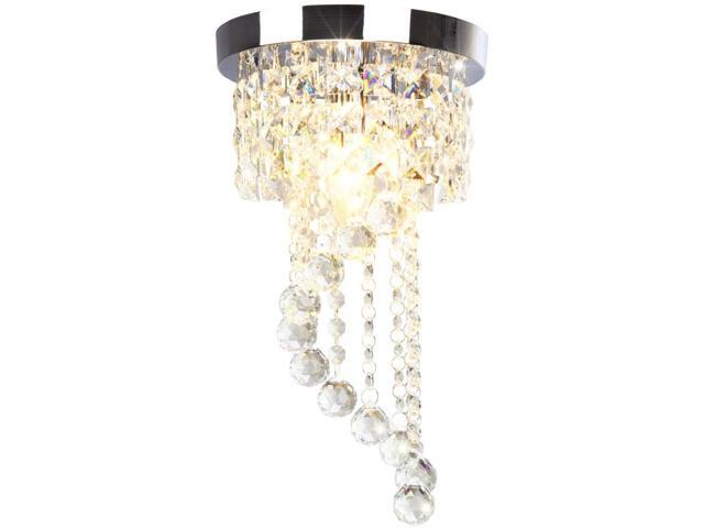 Surpars House Flush Mount 1-Light Crystal Chandelier Silver Pendant Light