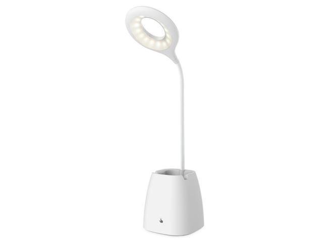 LED Desk Lamp USB Charging Port Touch Dimmer Pen Holder Gooseneck White