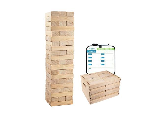 Giant Tumbling Timber Toy - 60 Extra Jumbo Wooden Blocks Floor Game for Kids